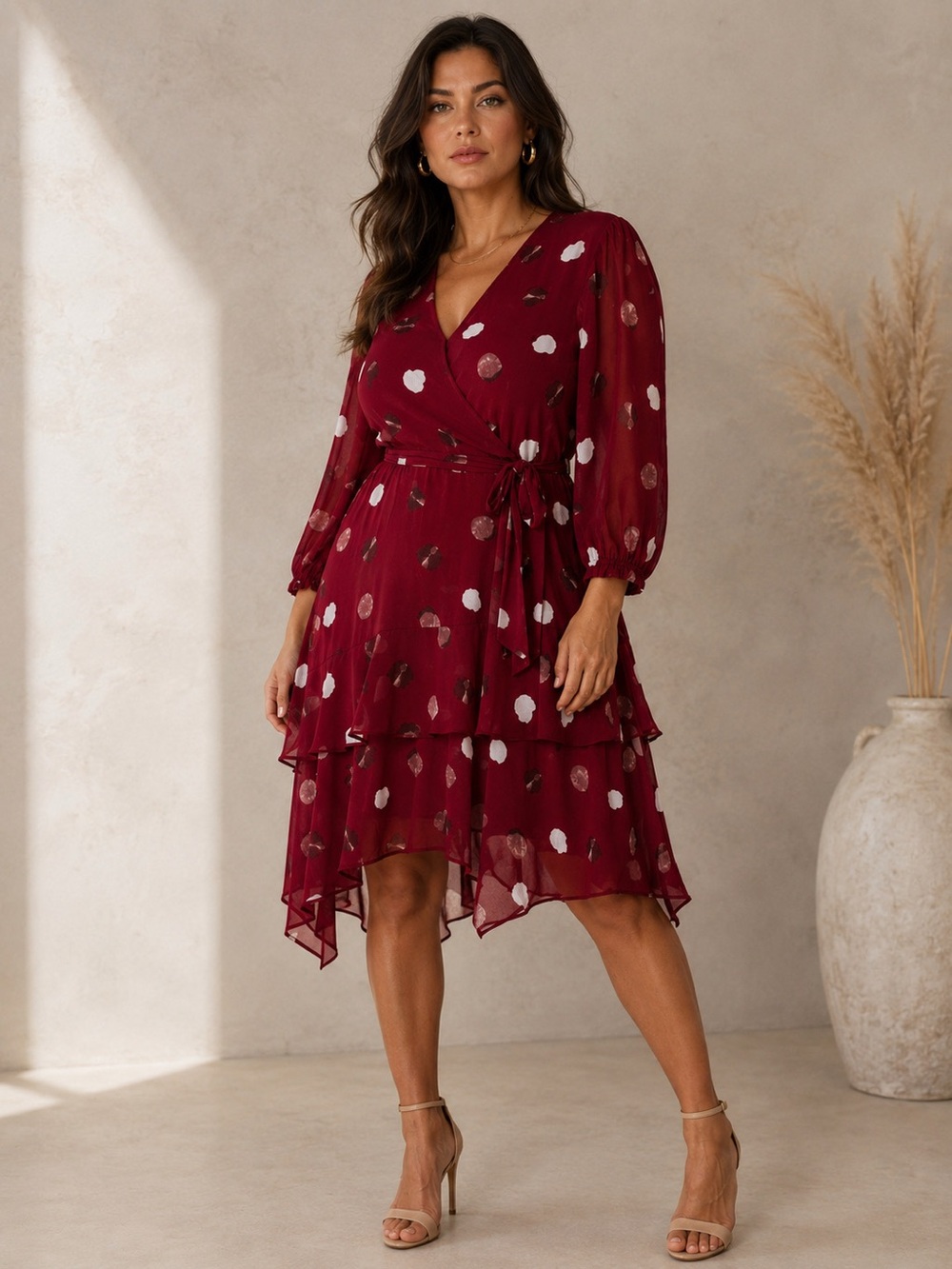 NWT Estelle Begin Again Long Sleeve Faux Wrap Dress Sz 18